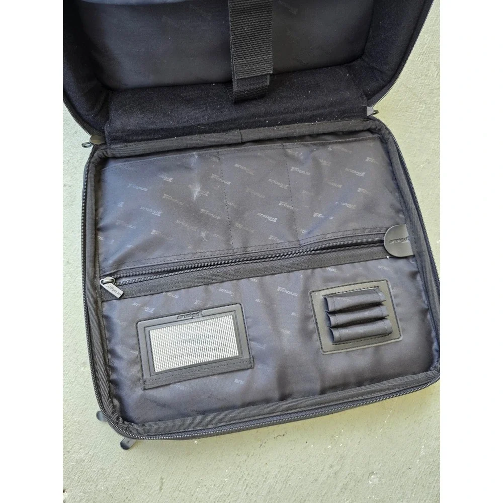 Targus Black Faux Leather Laptop Briefcase Messenger Bag Compartment 15in E3